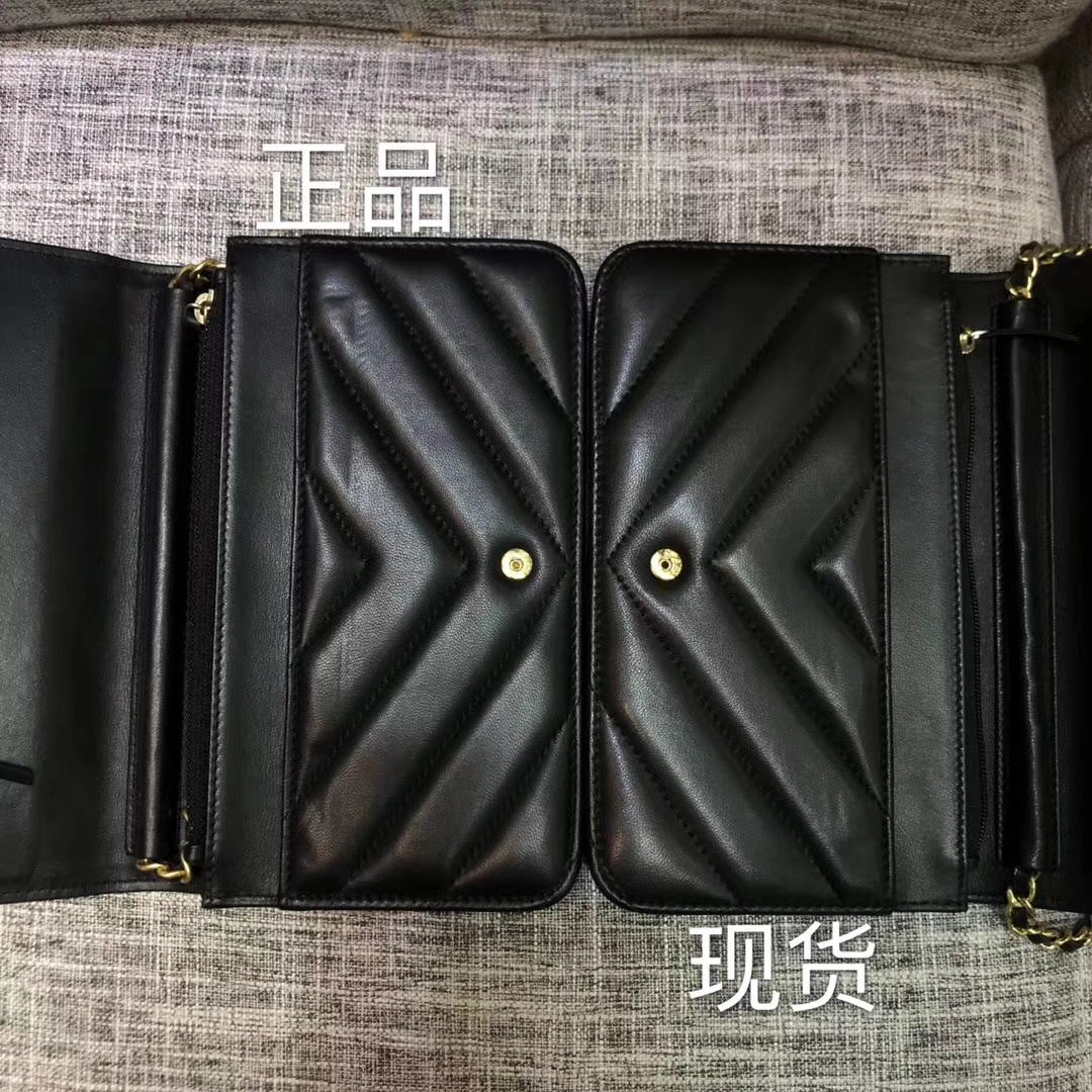 Chanel香奈儿最新款铆钉WOC黑色19cm 大货vs正品