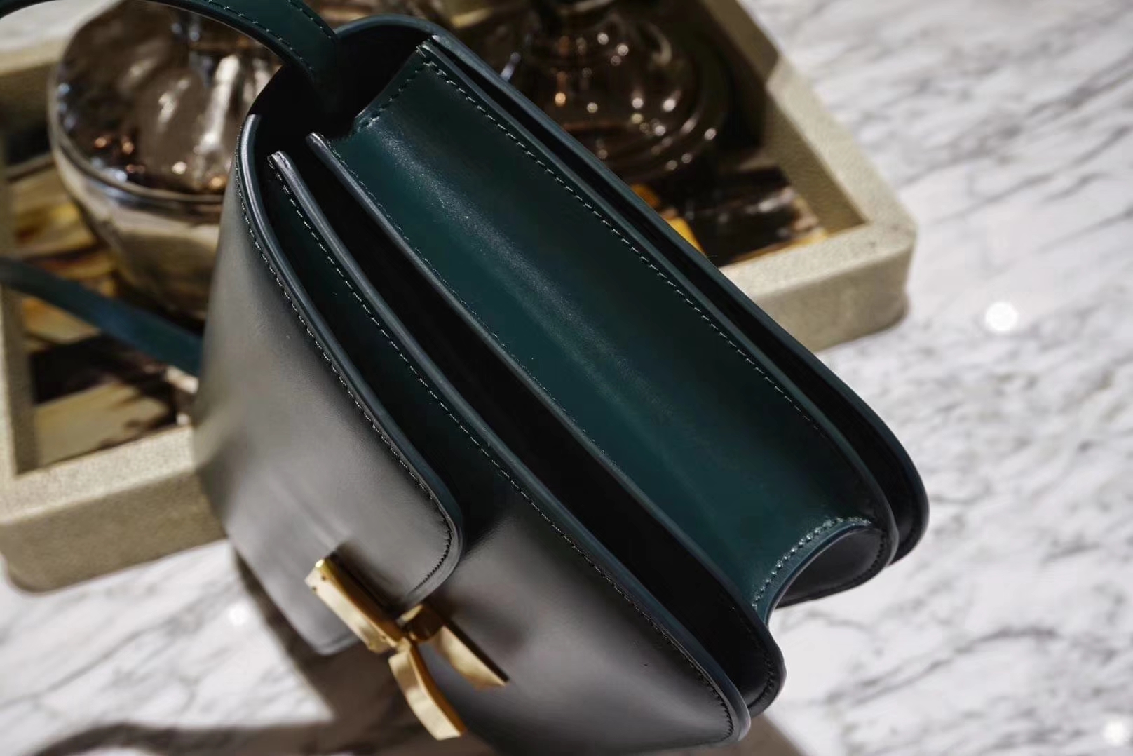 Celine 思琳 box 中号墨绿色 全新做法  新版本  新工艺