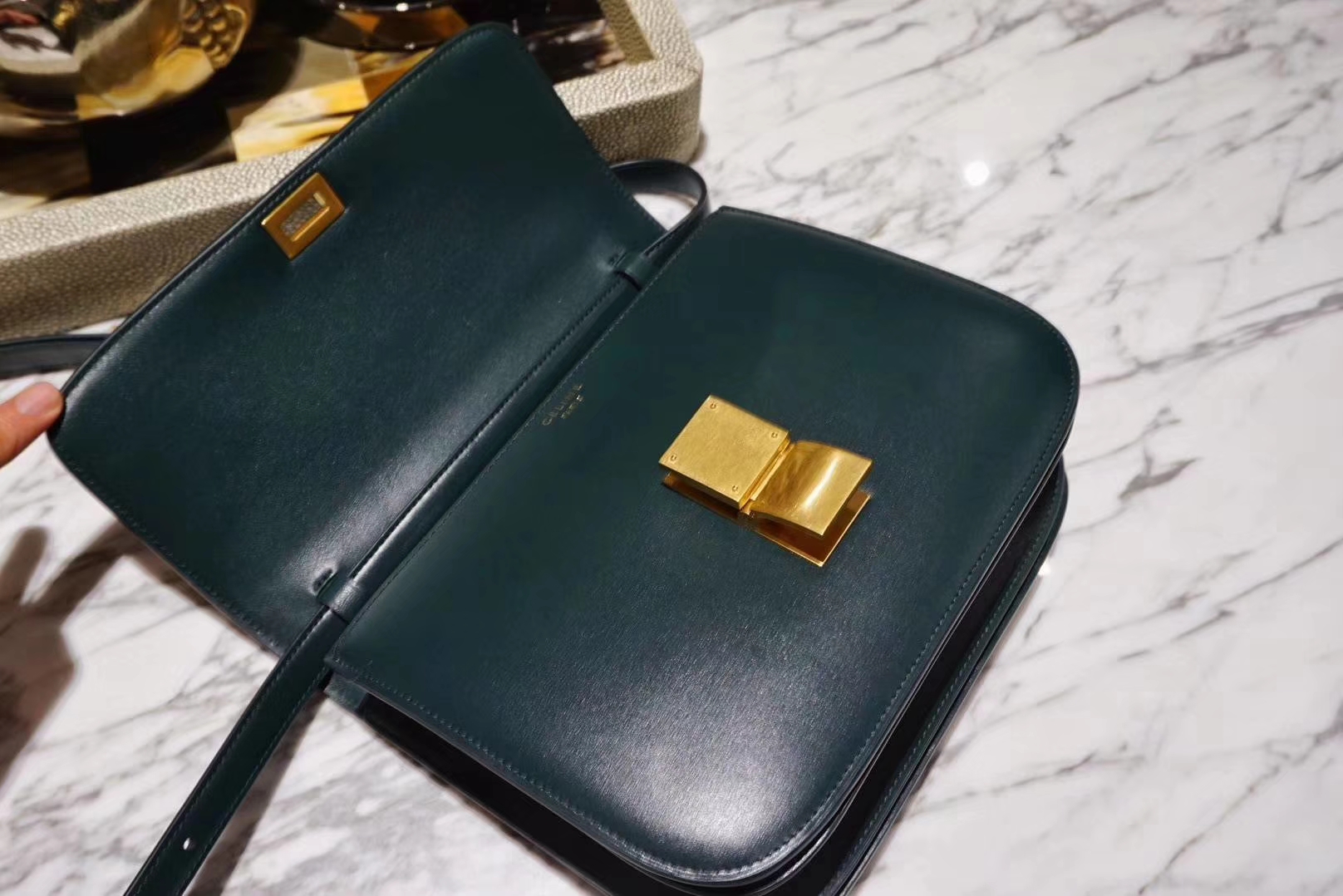 Celine 思琳 box 中号墨绿色 全新做法  新版本  新工艺