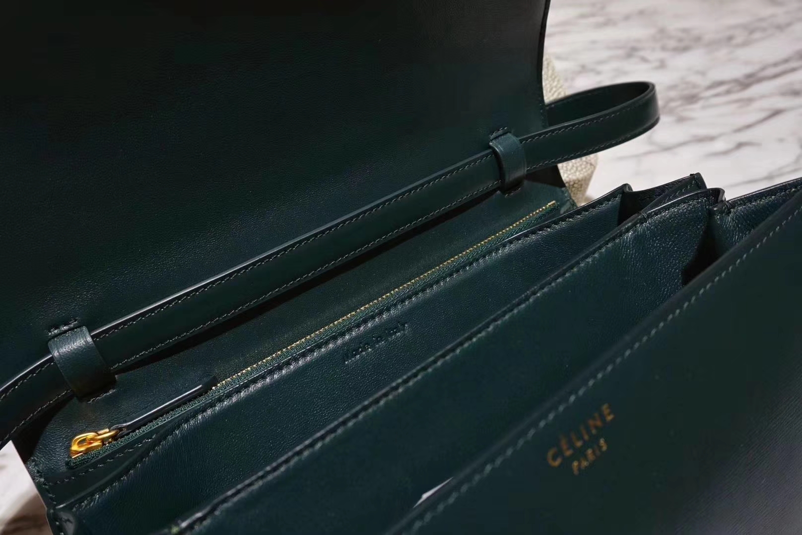 Celine 思琳 box 中号墨绿色 全新做法  新版本  新工艺
