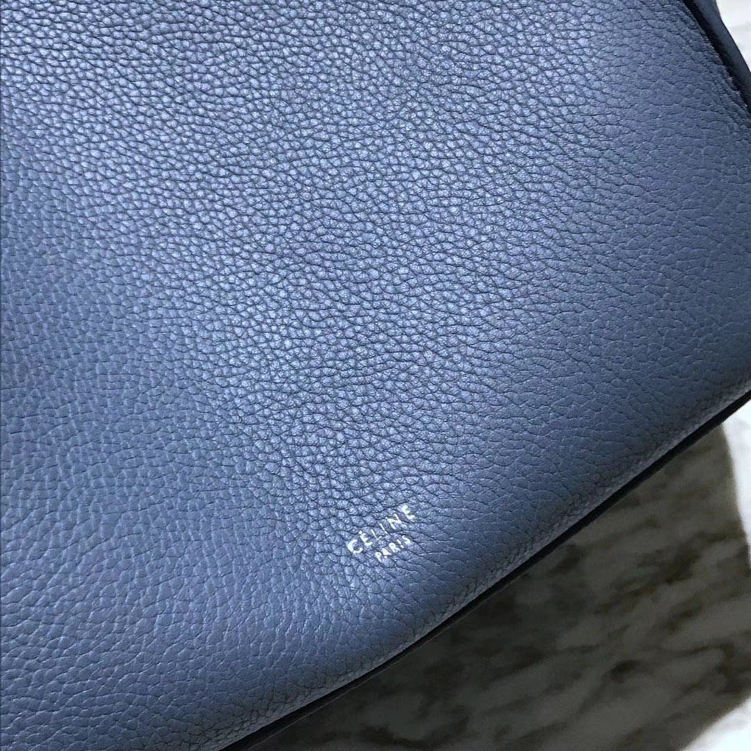CÉLINE 购物袋 专柜同步发售 中号24cm 天空蓝 进口荔枝纹牛皮