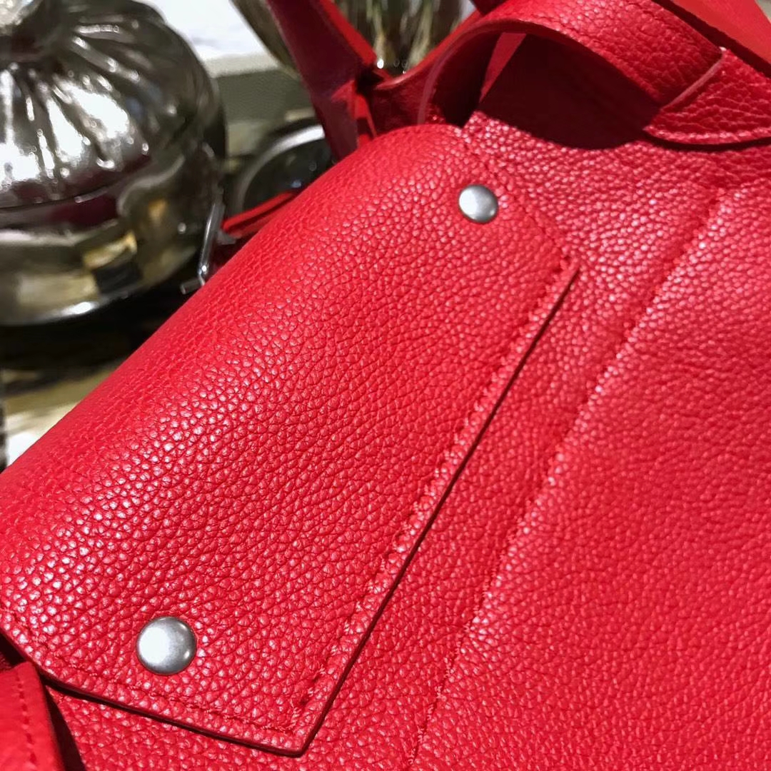 CÉLINE 购物袋 专柜同步发售 中号24cm 红色 进口荔枝纹牛皮
