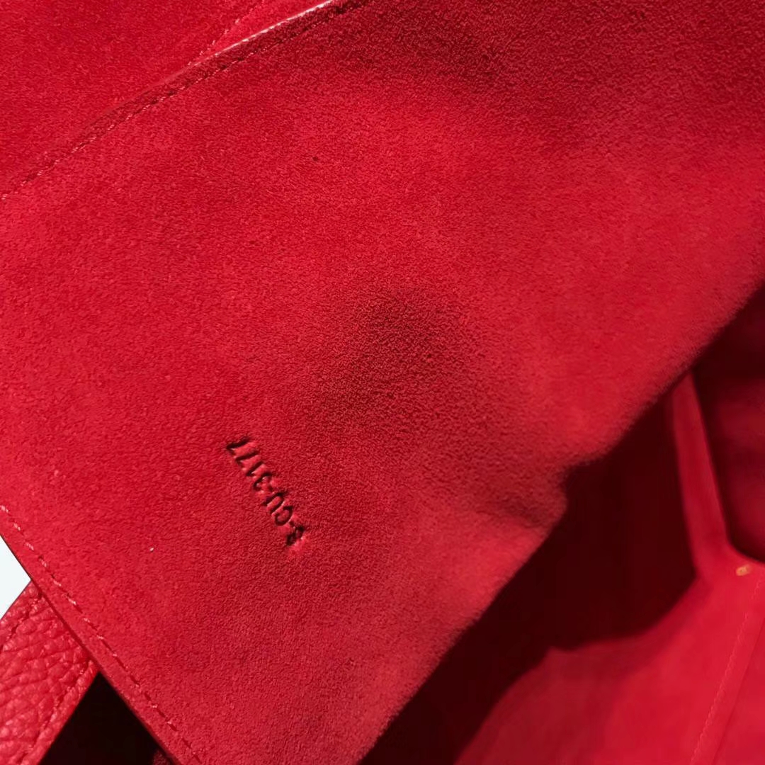 CÉLINE 购物袋 专柜同步发售 中号24cm 红色 进口荔枝纹牛皮