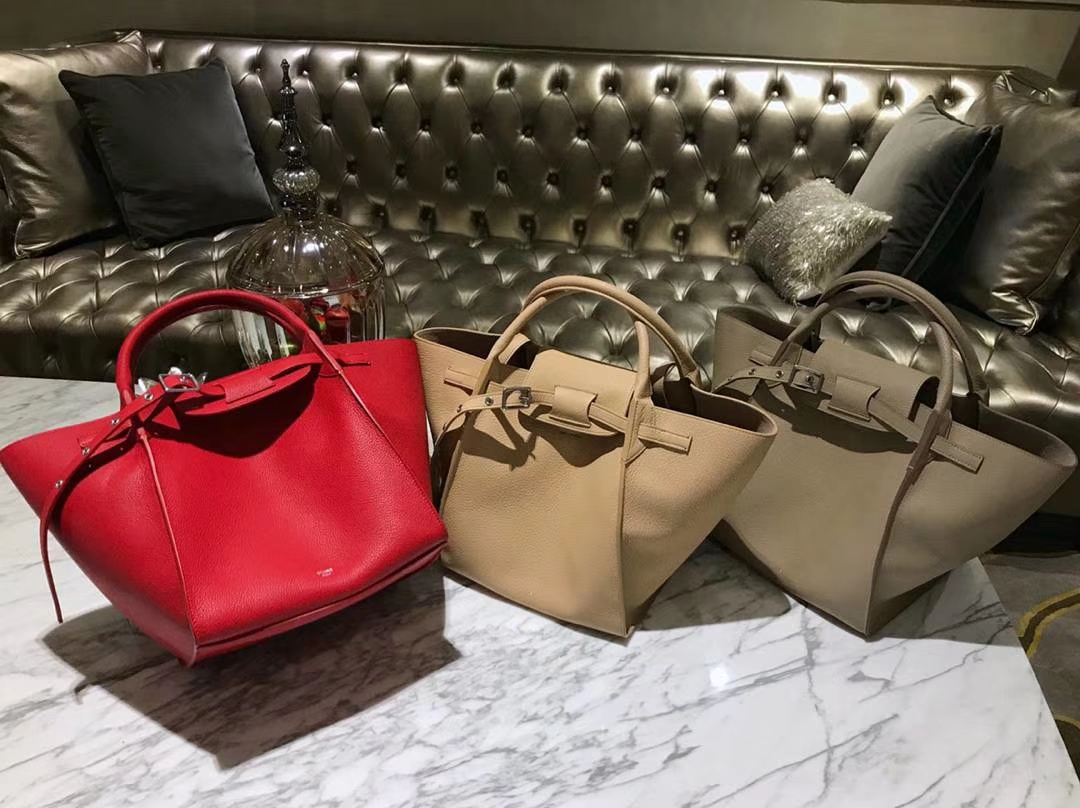 CÉLINE 购物袋 专柜同步发售 中号24cm 红色 进口荔枝纹牛皮