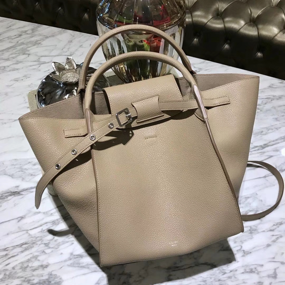 CÉLINE 购物袋 专柜同步发售 中号24cm 裸色 进口荔枝纹牛皮