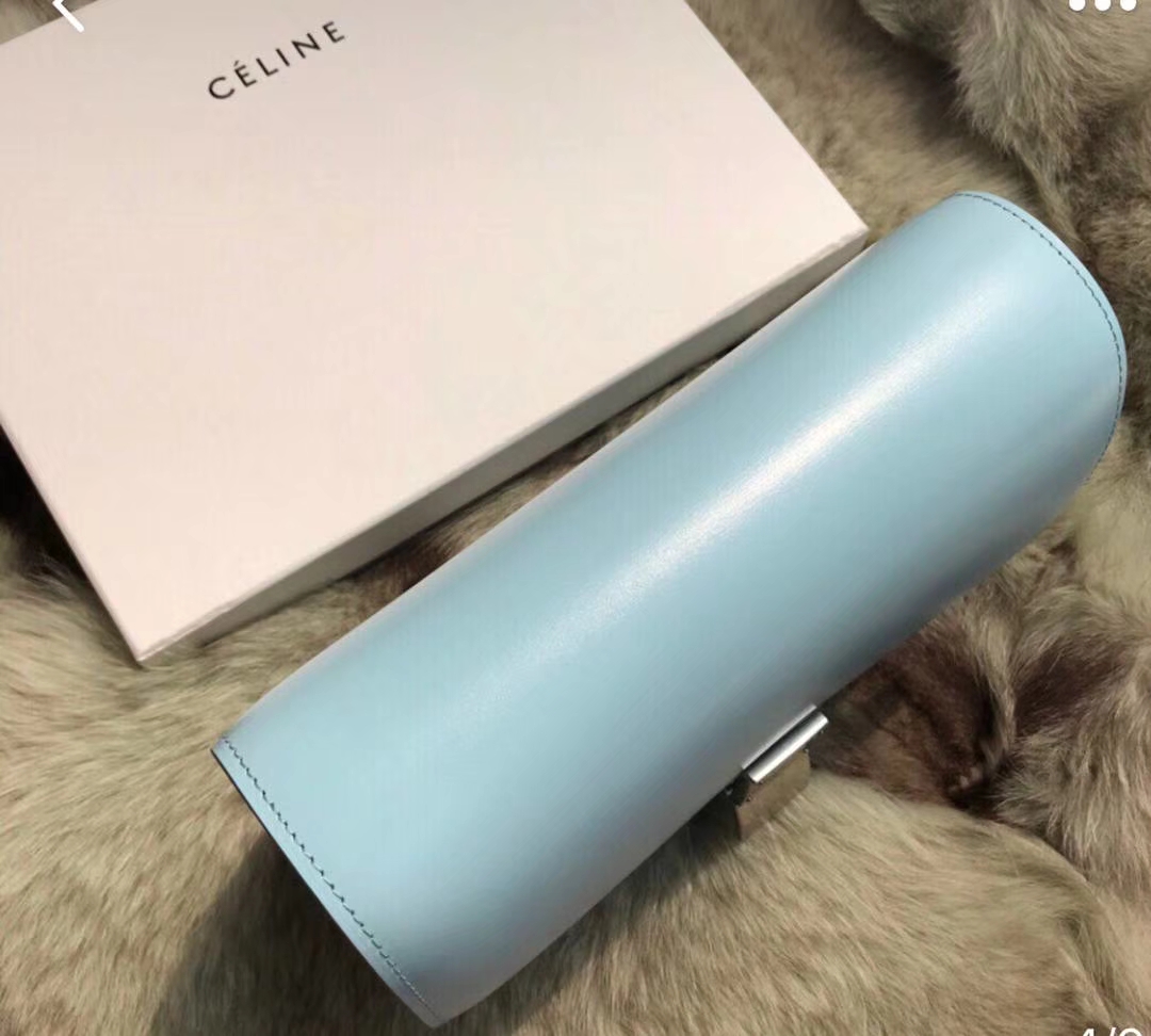 Celine 思琳 box 豆腐包 云雾蓝 中号24cm 原厂进口头层牛皮 