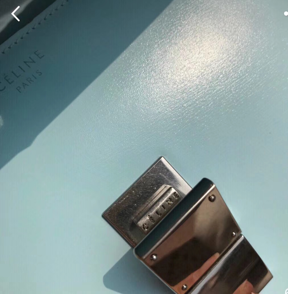 Celine 思琳 box 豆腐包 云雾蓝 中号24cm 原厂进口头层牛皮 