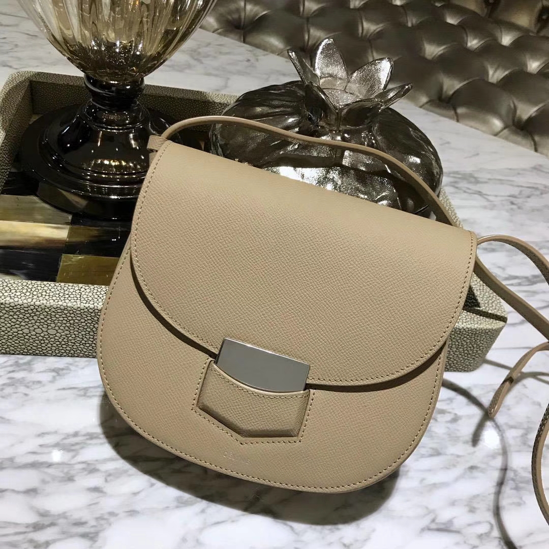 Celine 思琳 五角包 23cm 原厂进口牛皮 皮肩带 风衣灰
