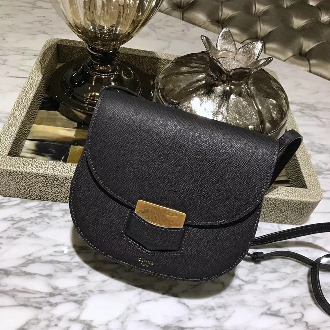 Celine 思琳 五角包 23cm 原厂进口牛皮 皮肩带 黑色