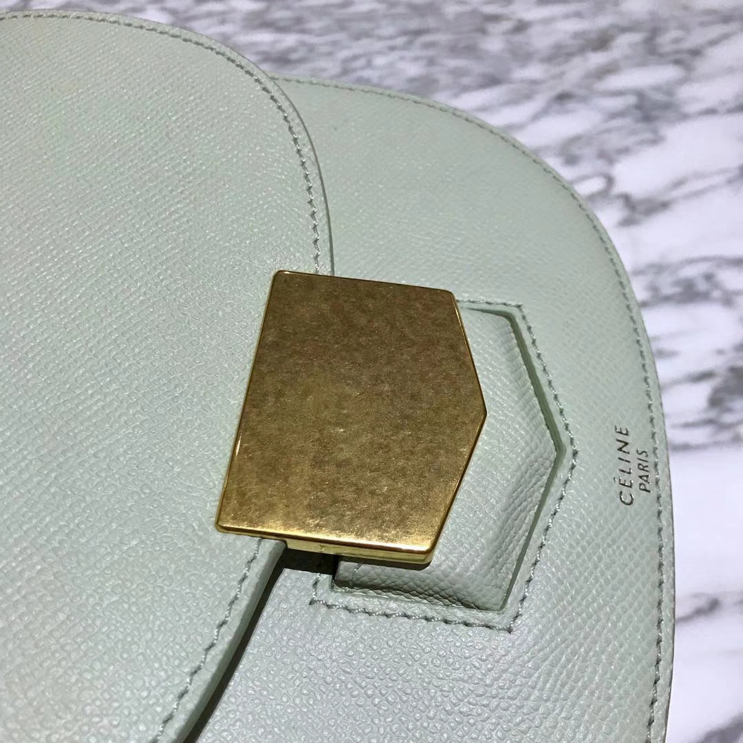 Celine 思琳 五角包 23cm 原厂进口牛皮 奶油绿 皮肩带