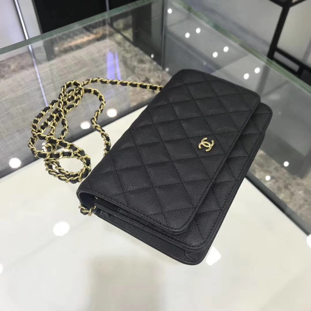 Chanel 香奈儿 WOC 19cm 原厂皮小鱼子酱 黑色 磨砂金