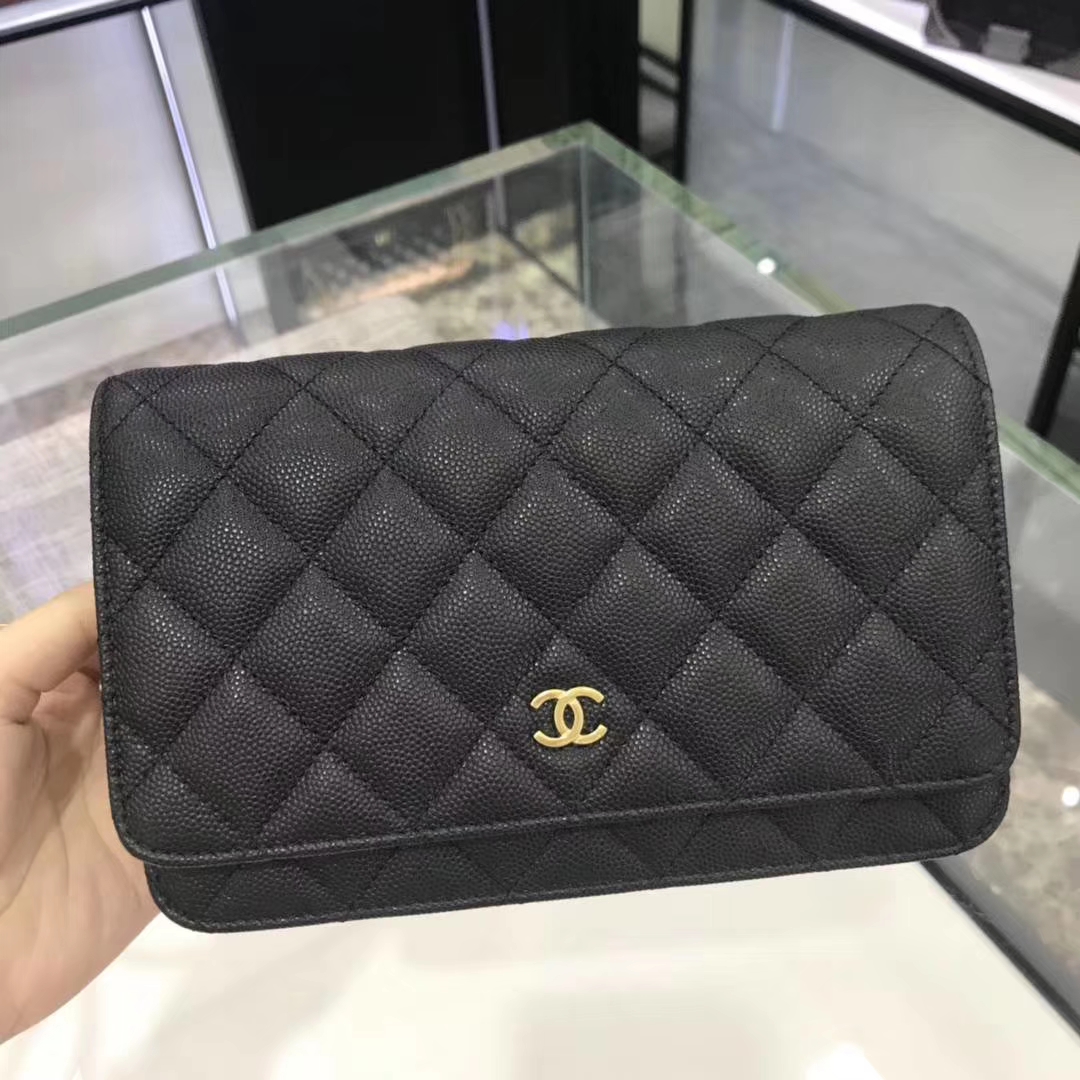 Chanel 香奈儿 WOC 19cm 原厂皮小鱼子酱 黑色 磨砂金