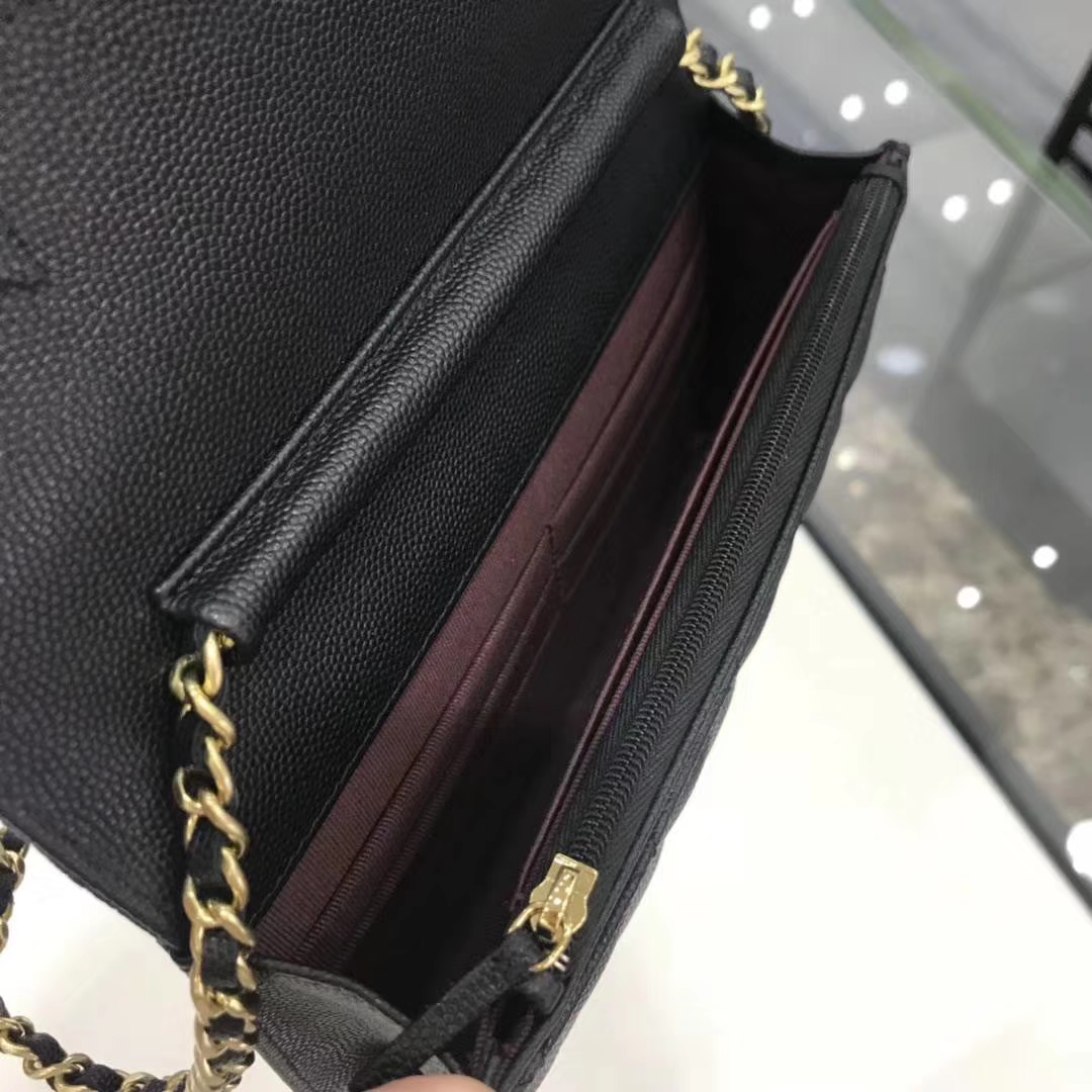 Chanel 香奈儿 WOC 19cm 原厂皮小鱼子酱 黑色 磨砂金
