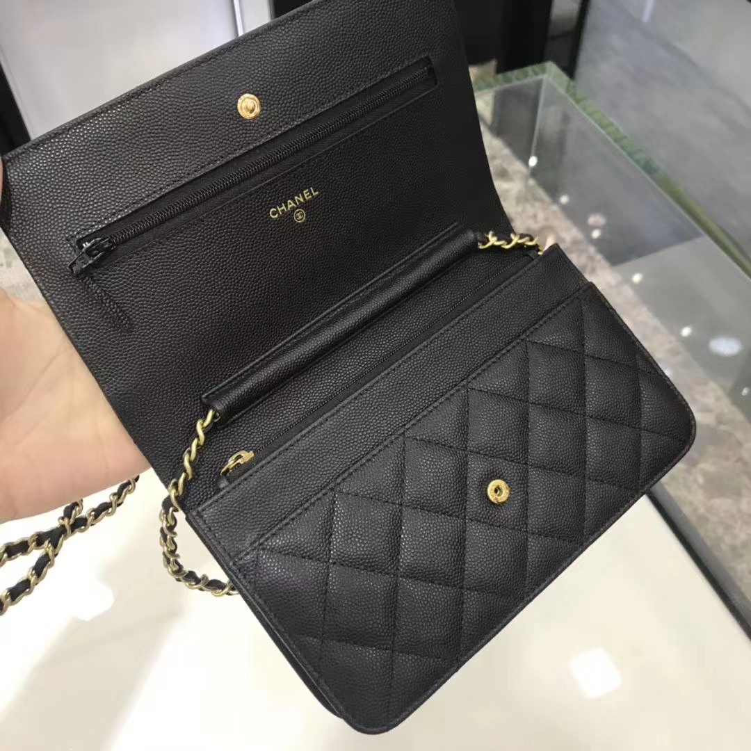 Chanel 香奈儿 WOC 19cm 原厂皮小鱼子酱 黑色 磨砂金