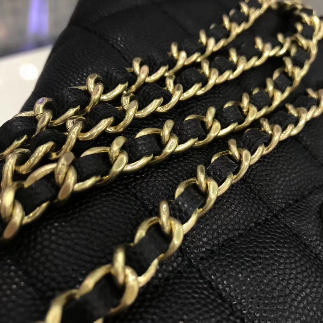 Chanel 香奈儿 WOC 19cm 原厂皮小鱼子酱 黑色 磨砂金