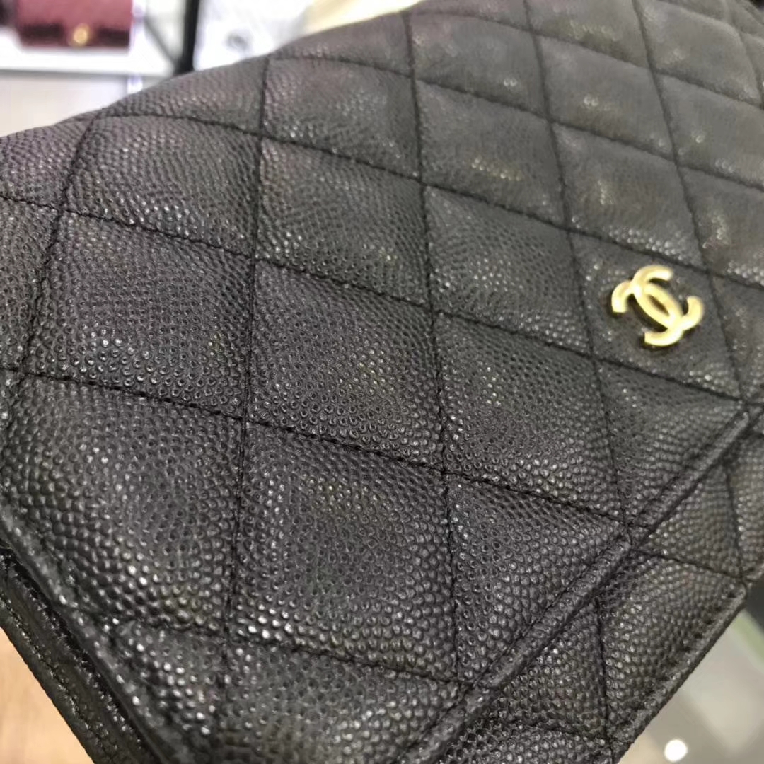 Chanel 香奈儿 WOC 19cm 原厂皮小鱼子酱 黑色 磨砂金