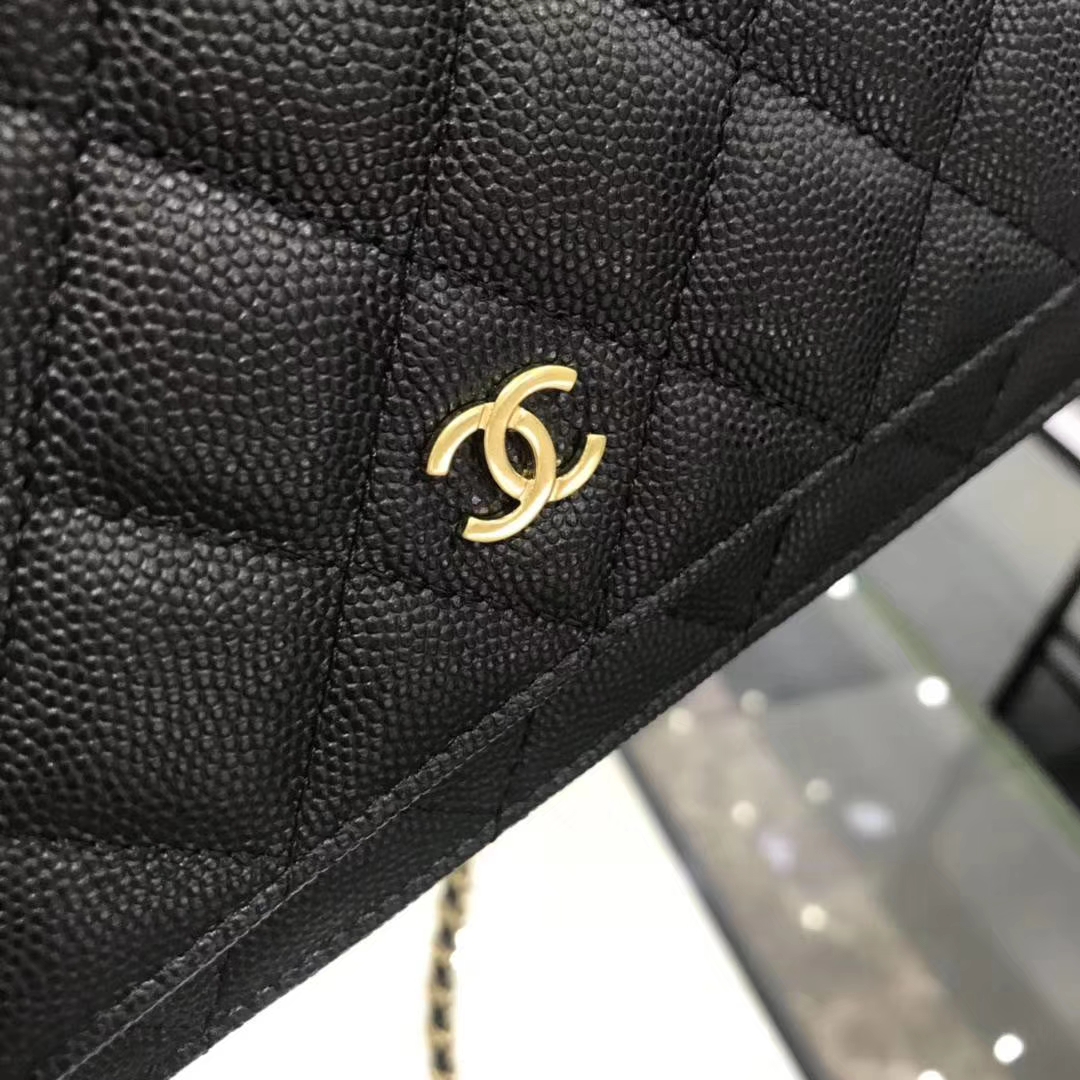 Chanel 香奈儿 WOC 19cm 原厂皮小鱼子酱 黑色 磨砂金