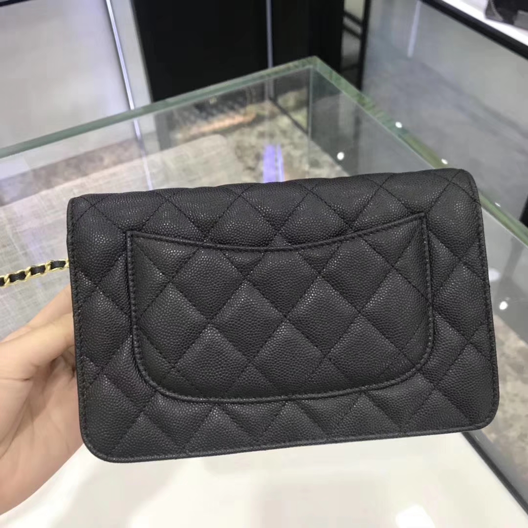 Chanel 香奈儿 WOC 19cm 原厂皮小鱼子酱 黑色 磨砂金