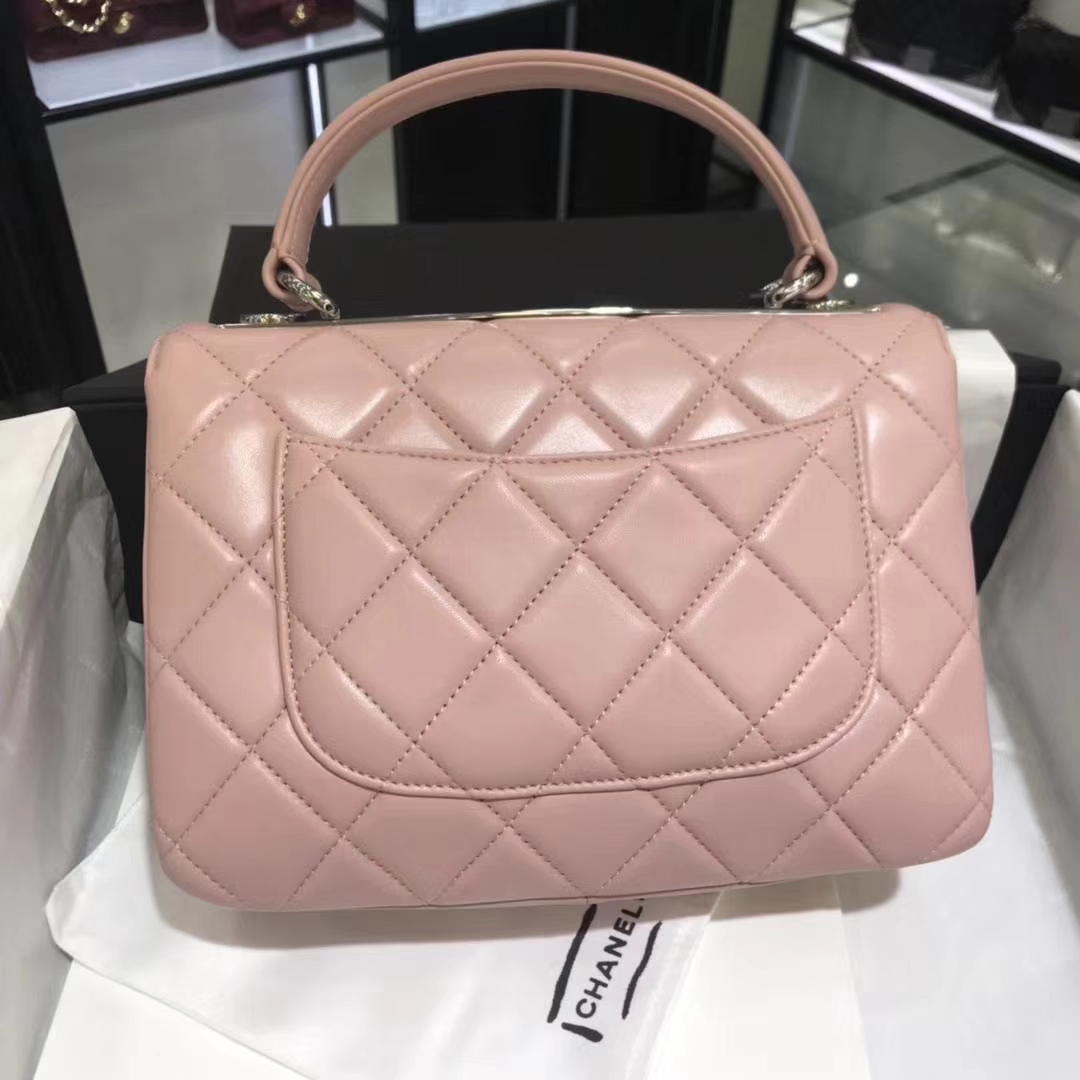 Chanel 香奈儿 Trendy CC 25cm 原厂皮小羊皮 浅粉色 银扣