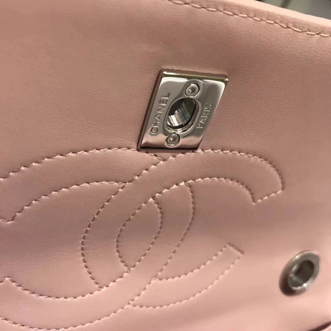 Chanel 香奈儿 Trendy CC 25cm 原厂皮小羊皮 浅粉色 银扣