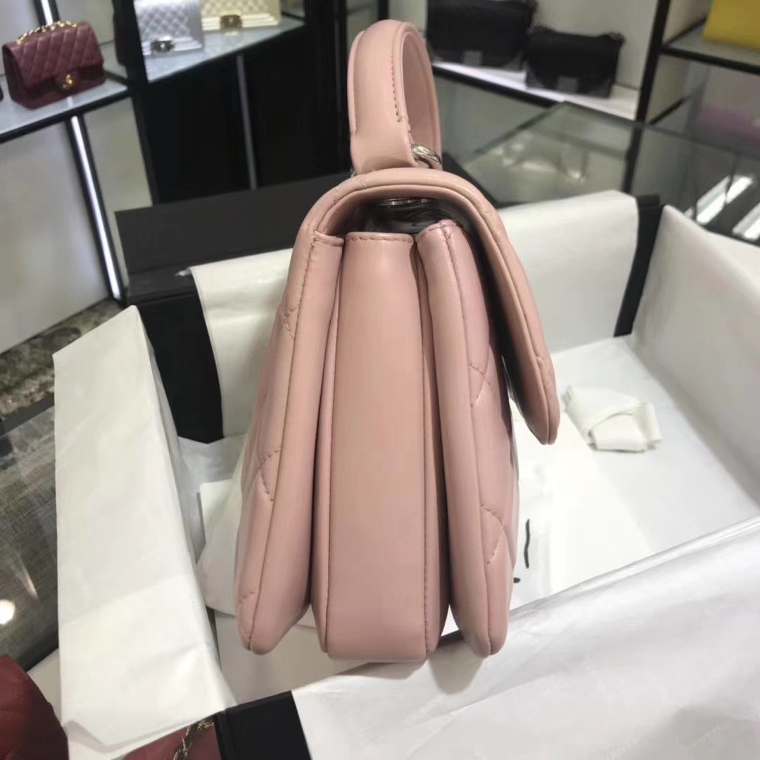 Chanel 香奈儿 Trendy CC 25cm 原厂皮小羊皮 浅粉色 银扣