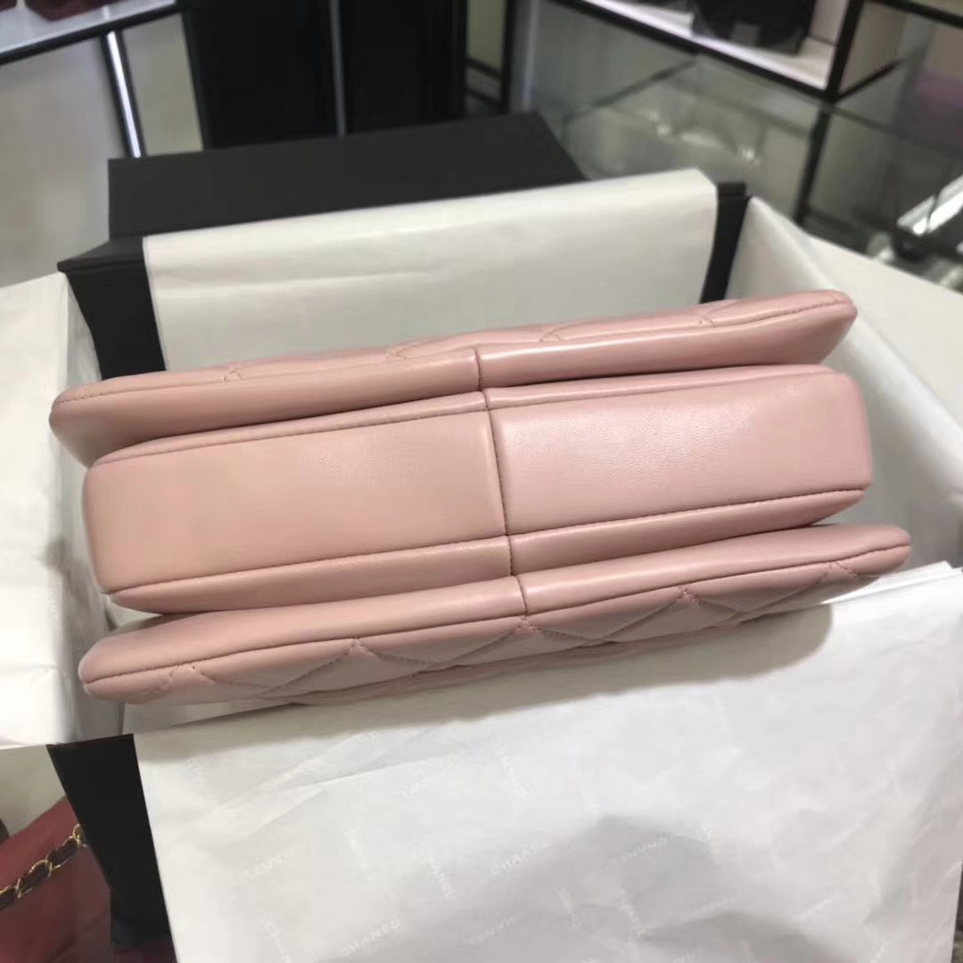 Chanel 香奈儿 Trendy CC 25cm 原厂皮小羊皮 浅粉色 银扣