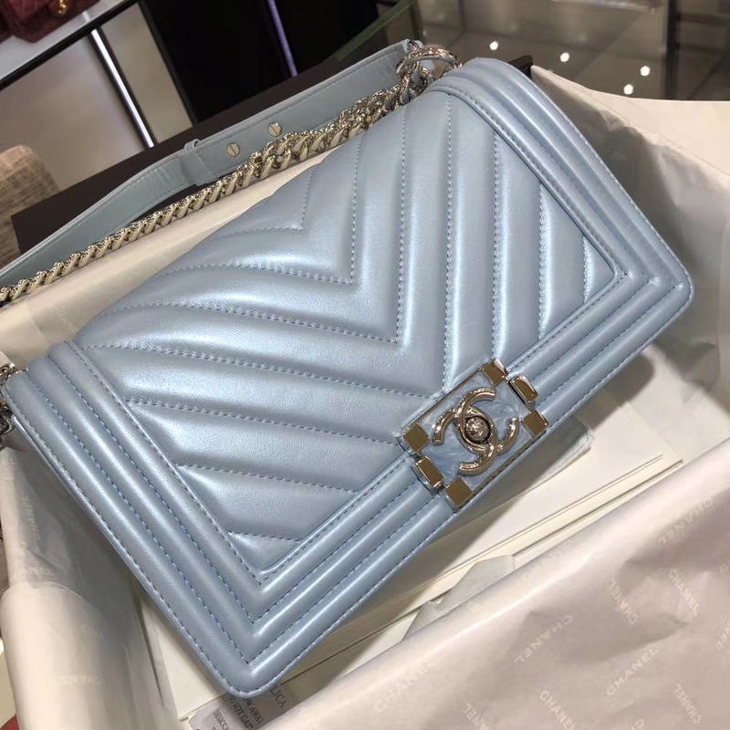 Leboy Bag 大V款  小羊皮 珠光蓝色 25cm 大理石纹琉璃扣  Dream Bag系列