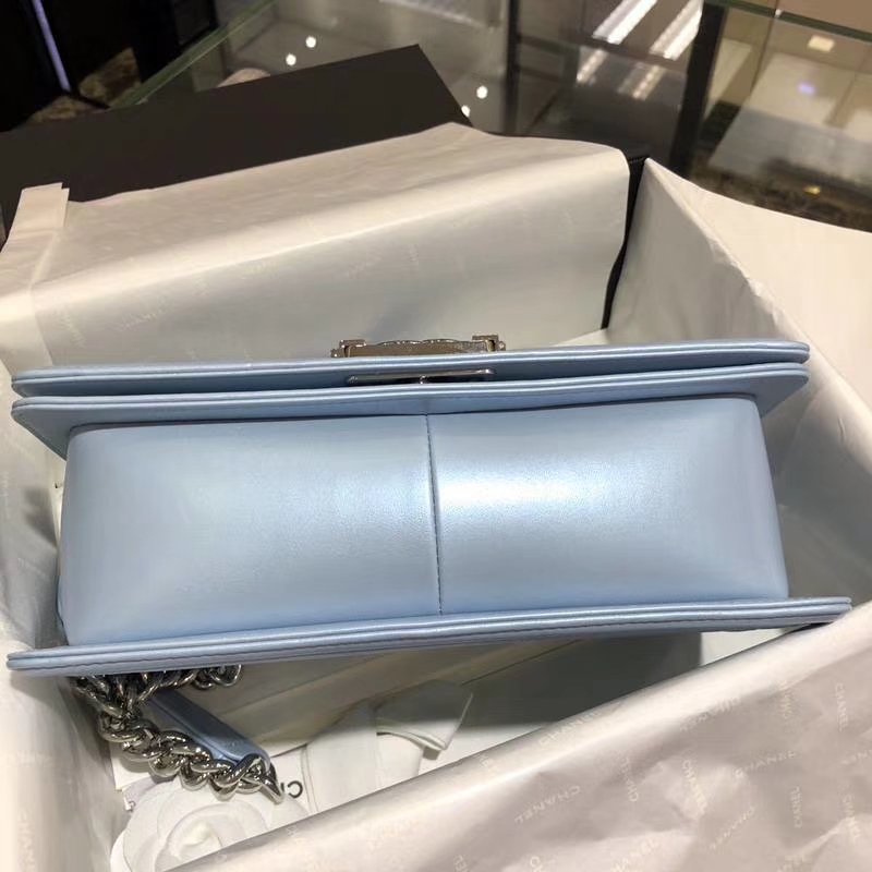 Leboy Bag 大V款  小羊皮 珠光蓝色 25cm 大理石纹琉璃扣  Dream Bag系列