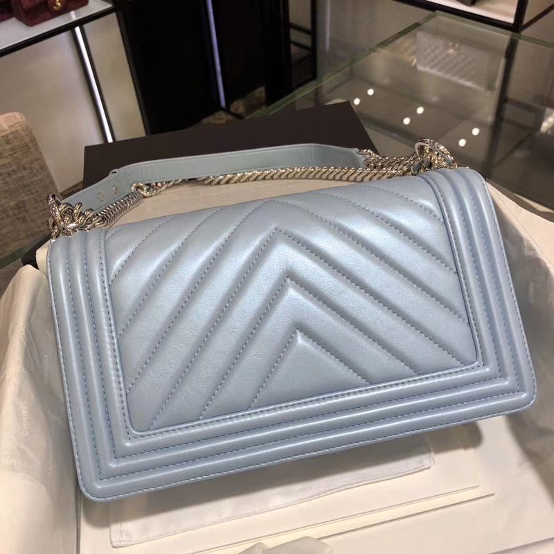Leboy Bag 大V款  小羊皮 珠光蓝色 25cm 大理石纹琉璃扣  Dream Bag系列