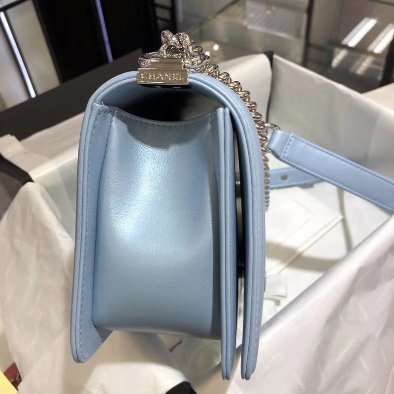 Leboy Bag 大V款  小羊皮 珠光蓝色 25cm 大理石纹琉璃扣  Dream Bag系列