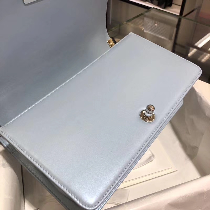 Leboy Bag 大V款  小羊皮 珠光蓝色 25cm 大理石纹琉璃扣  Dream Bag系列