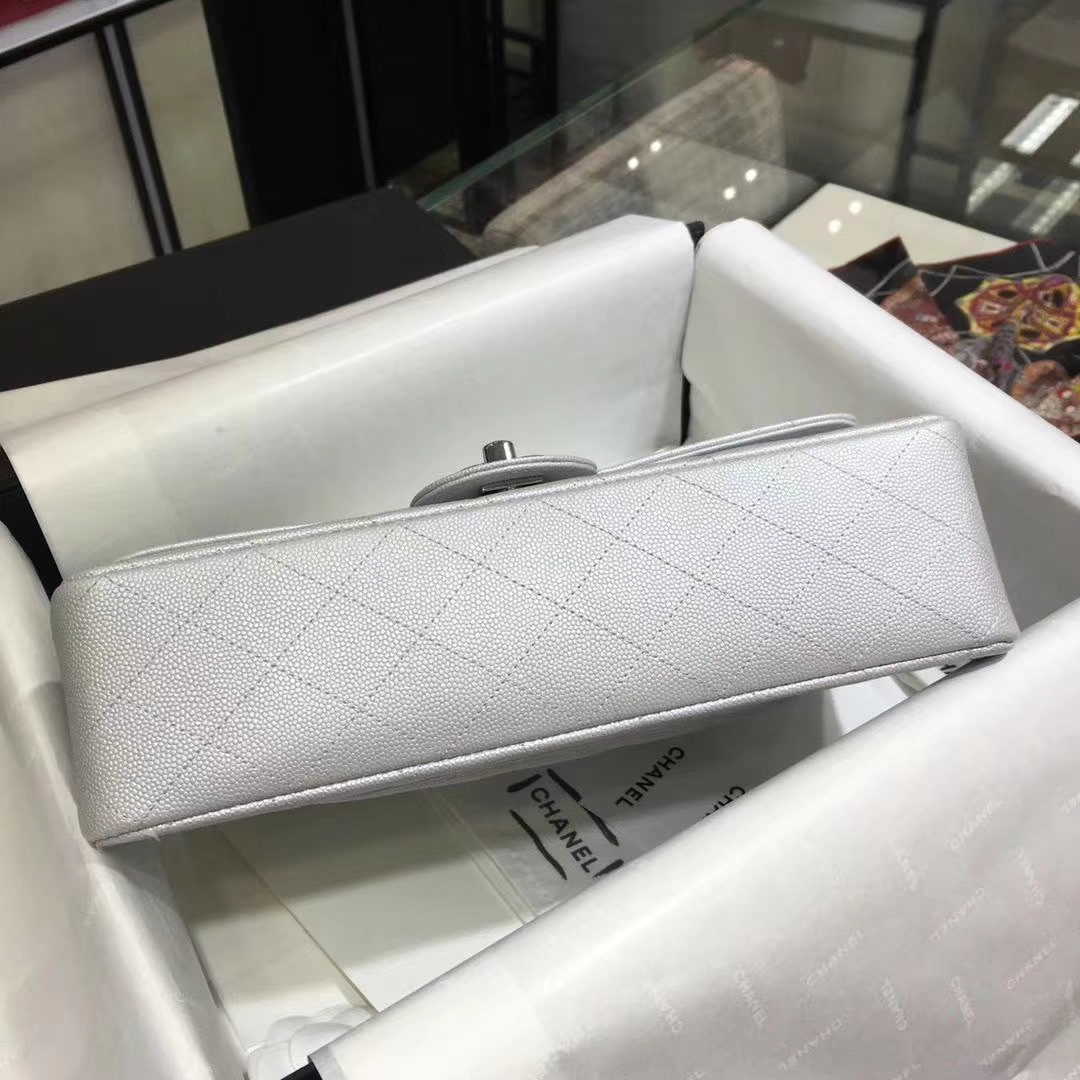Chanel 香奈儿 Cf经典系列  25cm 原厂皮小鱼子酱 银色 银扣