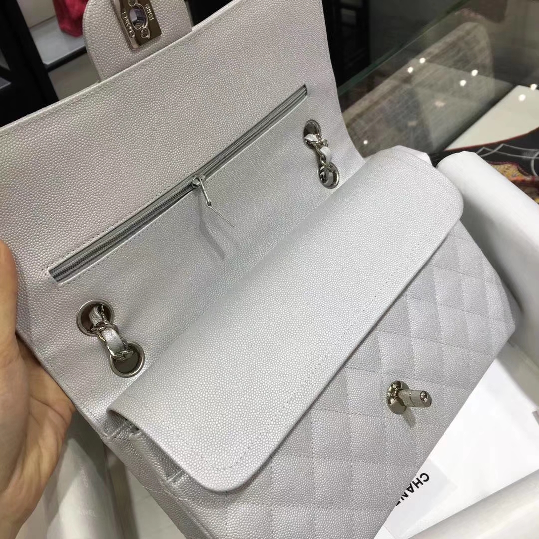Chanel 香奈儿 Cf经典系列  25cm 原厂皮小鱼子酱 银色 银扣