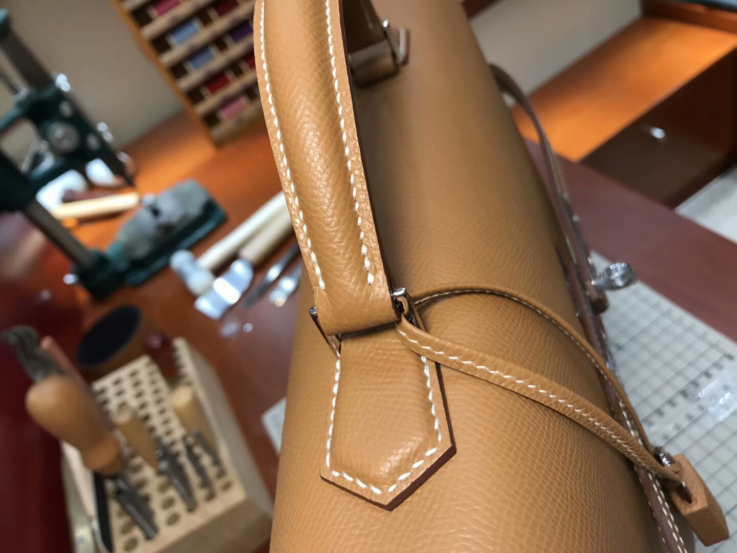 HERMES 爱马仕 男士公文包 CK37 金棕色 Gold 现货系列 配全套专柜原版包装