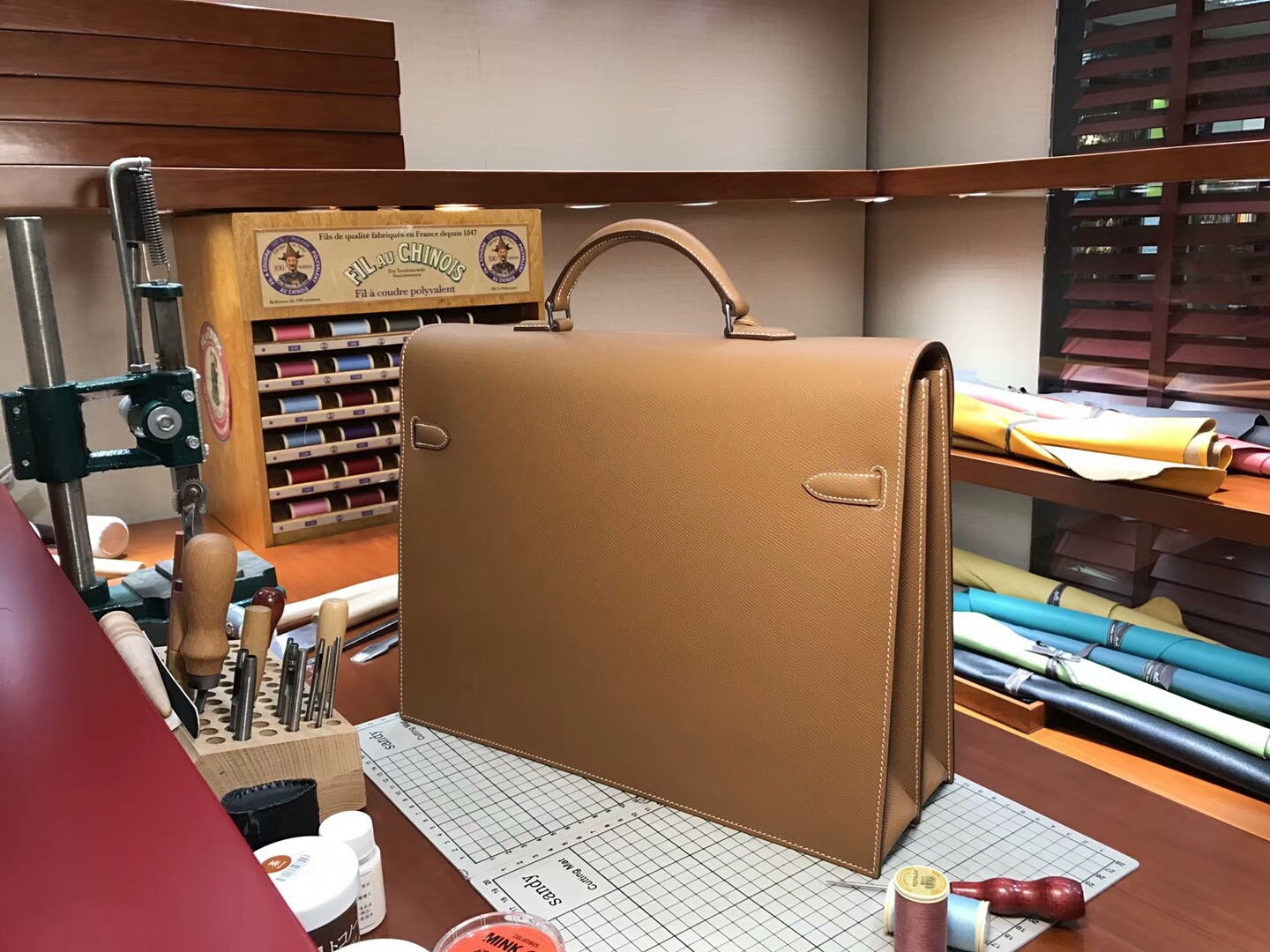HERMES 爱马仕 男士公文包 CK37 金棕色 Gold 现货系列 配全套专柜原版包装