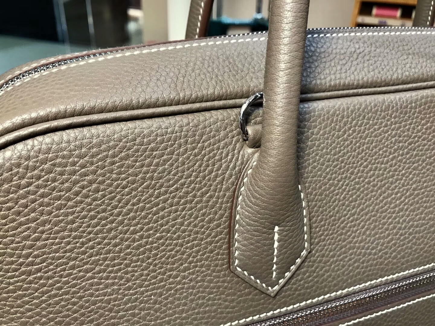 HERMES 爱马仕 邮差男士公文包 大象灰 CK18 Etoupe 现货系列  配全套专柜原版包装 