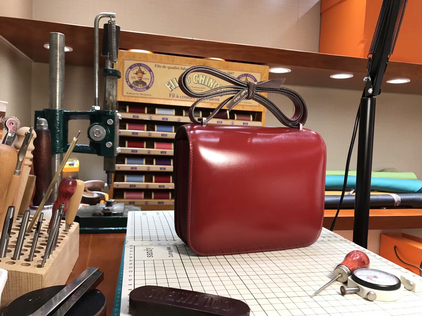 HERMES 爱马仕 空姐包 Constance BOX ck55 h红 爱马仕红 rouge H 银扣