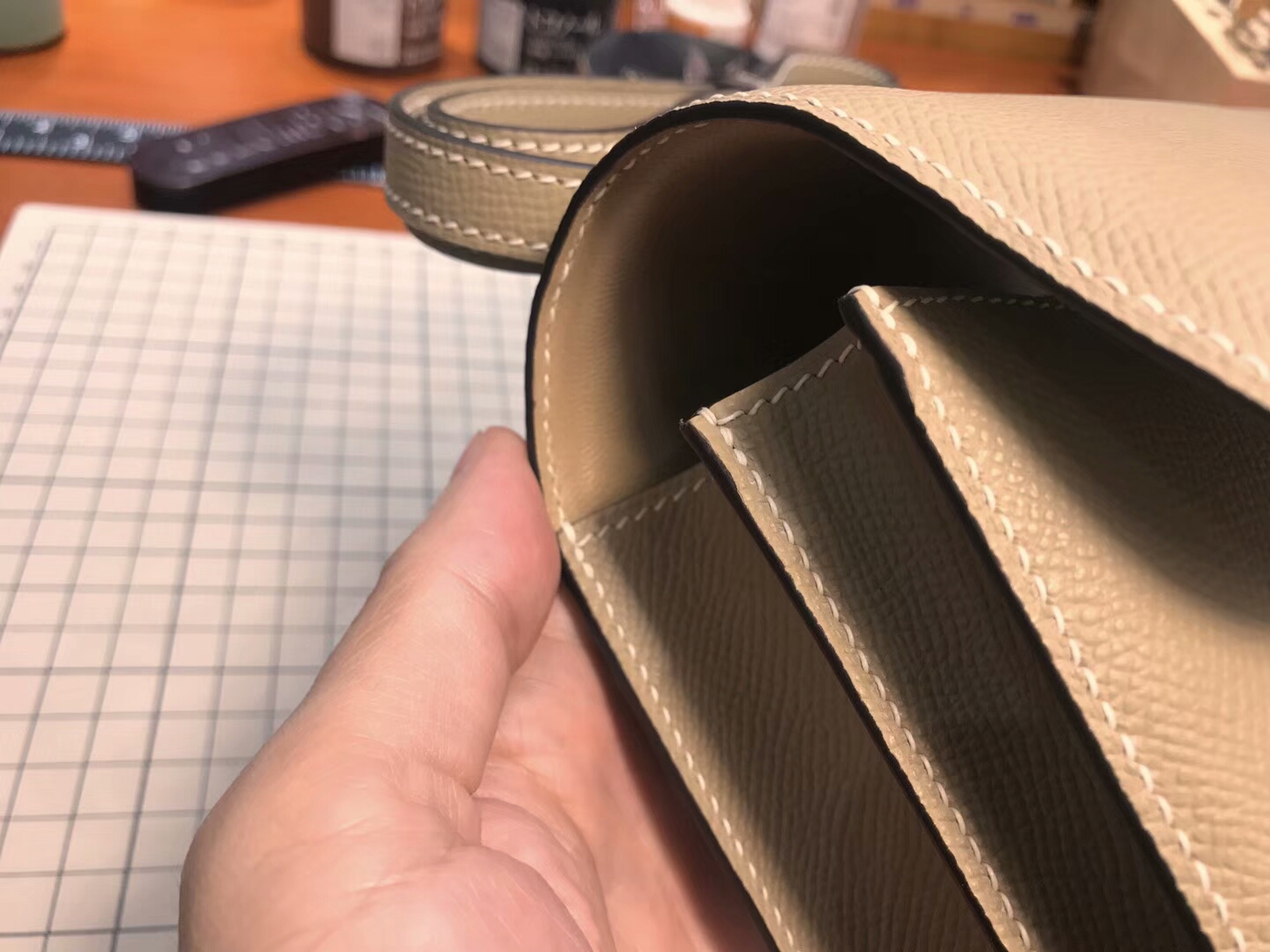 HERMES 爱马仕 空姐包 Constance  s2 风衣灰 trench 金扣