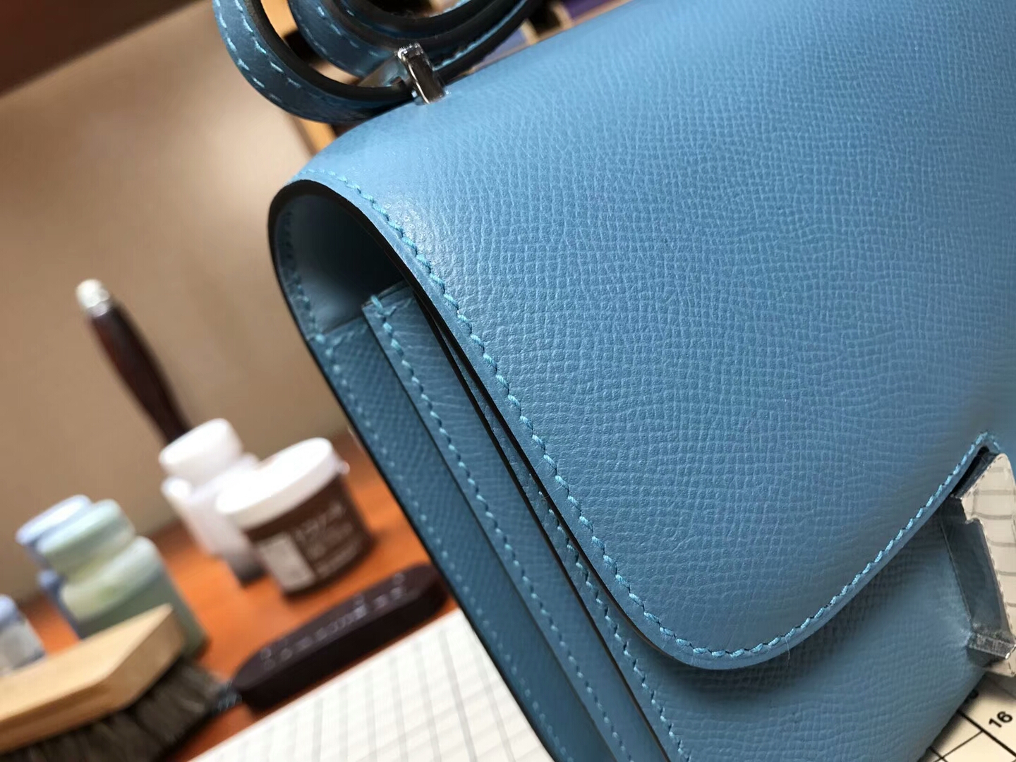 HERMES 爱马仕 空姐包 Constance  r2 玛瑙蓝 blue agate 银扣