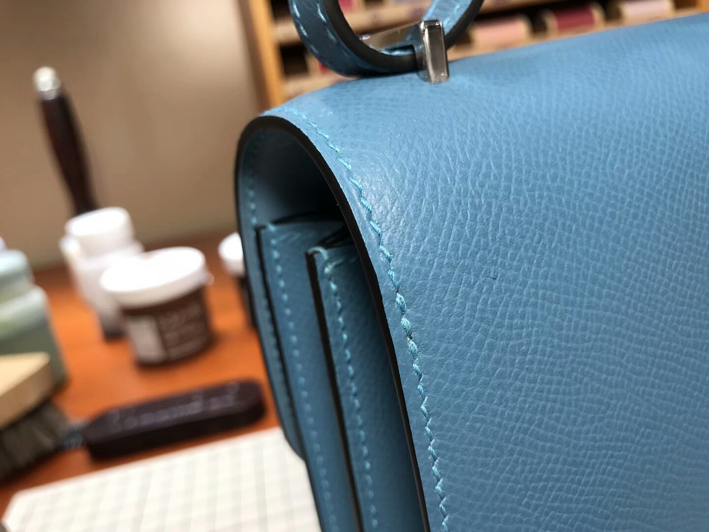 HERMES 爱马仕 空姐包 Constance  r2 玛瑙蓝 blue agate 银扣