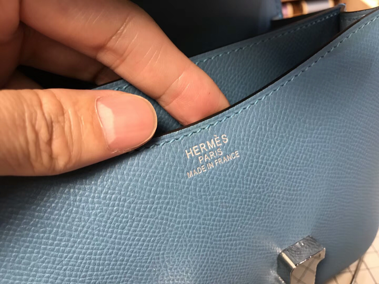 HERMES 爱马仕 空姐包 Constance  r2 玛瑙蓝 blue agate 银扣