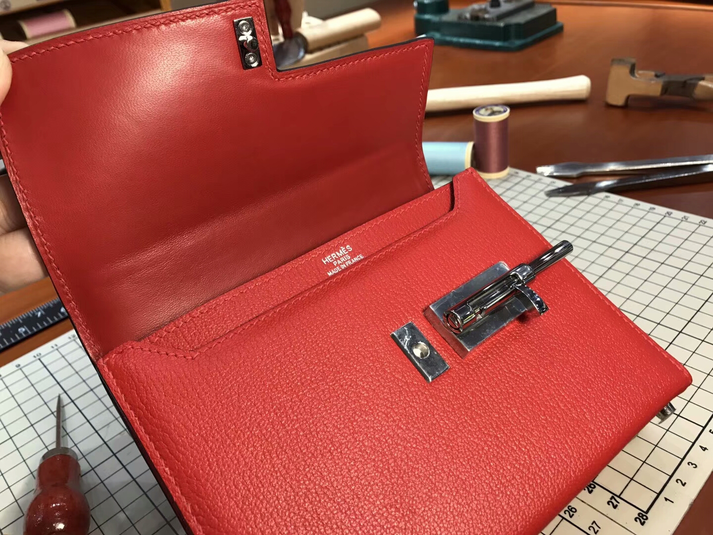 HERMES 爱马仕 手枪包 Verrou Chain S5 番茄红 Rouge Tomate 配全套专柜原版包装