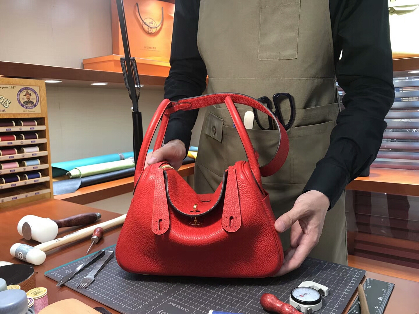 爱马仕 HERMES Lindy 26/30cm s5 番茄红 rouge tomate 配全套专柜原版包装