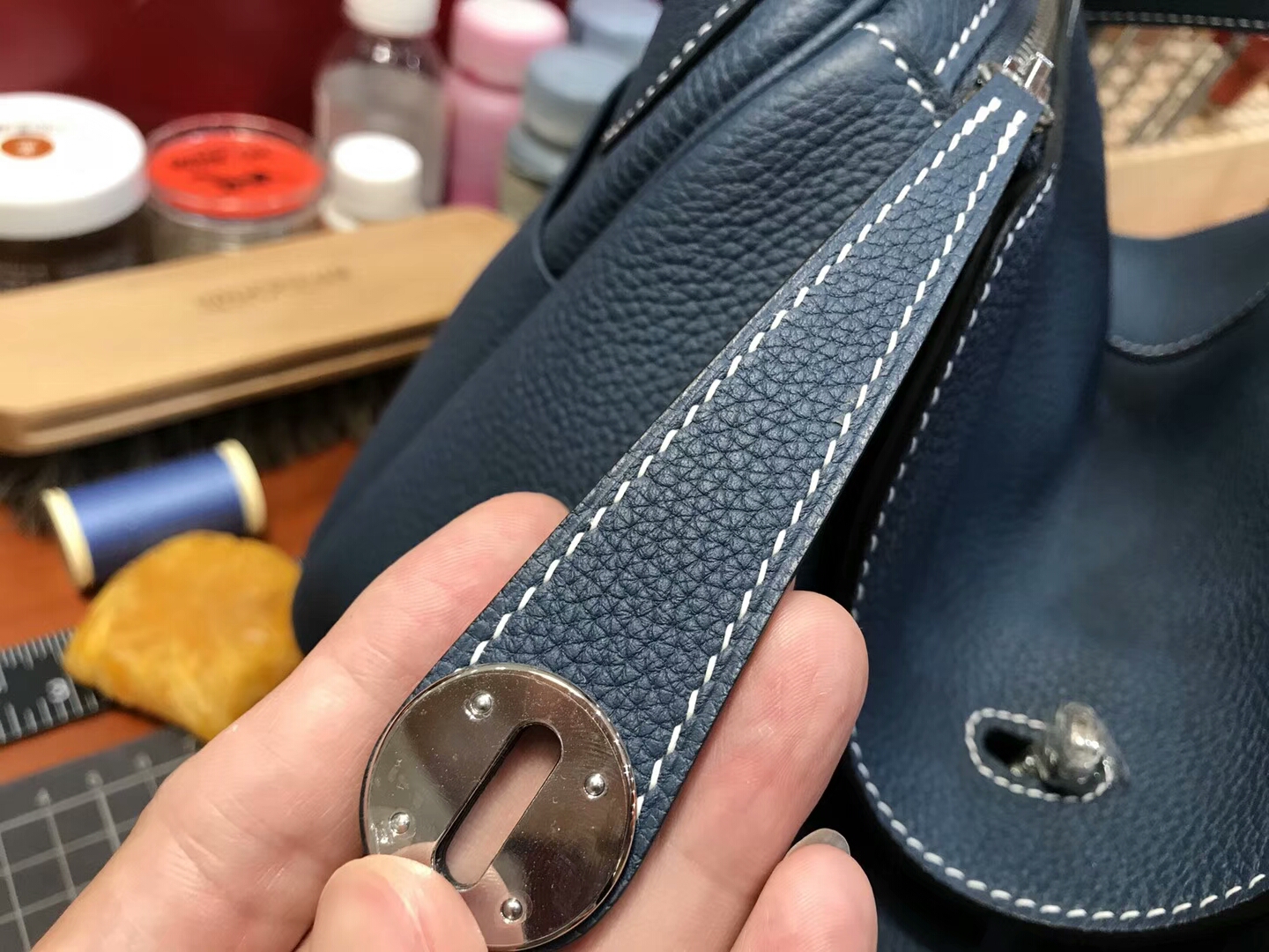 爱马仕 HERMES Lindy 26/30cm CKN7 风暴蓝 Bleu Tempete 配全套专柜原版包装