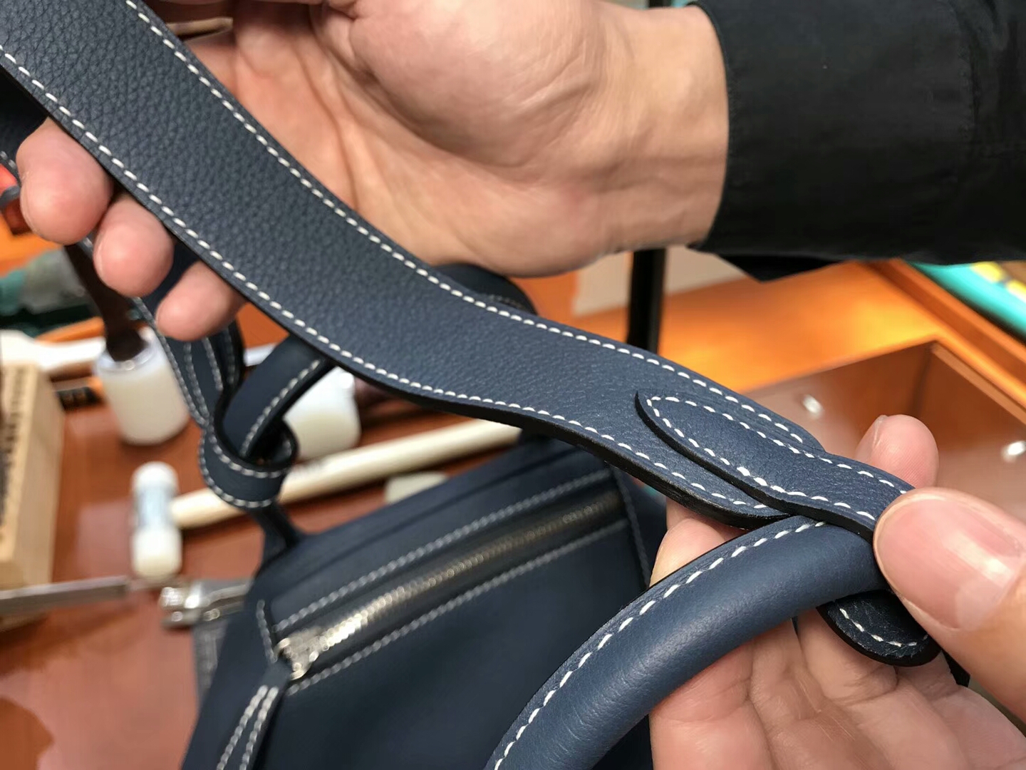 爱马仕 HERMES Lindy 26/30cm CKN7 风暴蓝 Bleu Tempete 配全套专柜原版包装