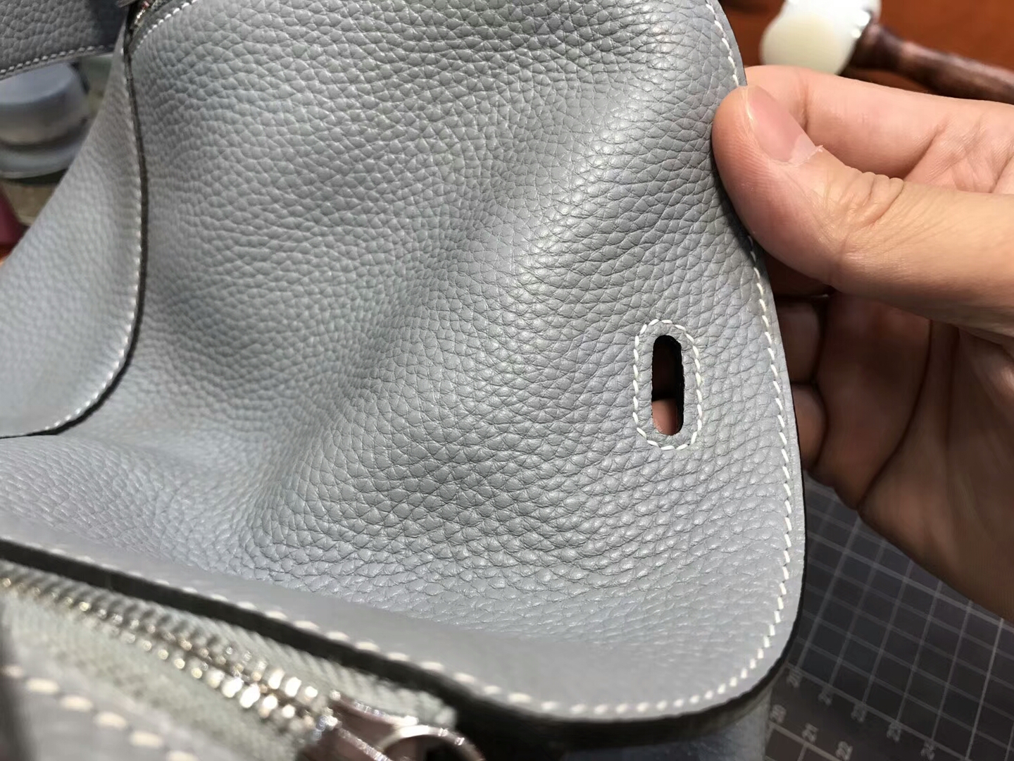 亚麻蓝 blue lin J7 爱马仕 HERMES Lindy 26/30cm 银扣 配全套专柜原版包装