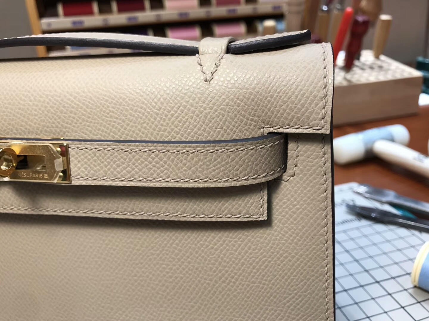 迷你凯莉 MiniKelly HERMES 爱马仕 S2 风衣灰 Trench 配全套专柜原版包装