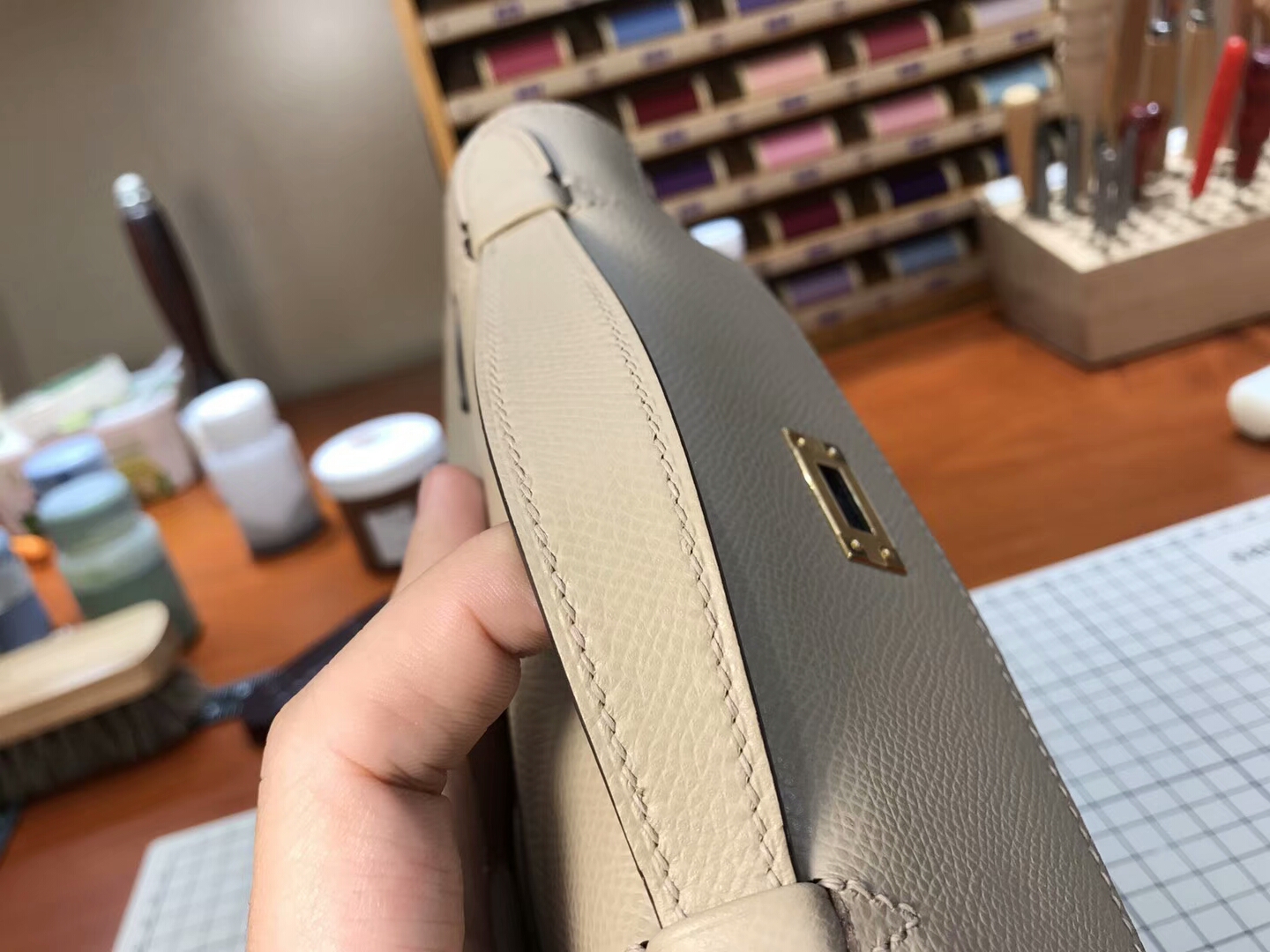 迷你凯莉 MiniKelly HERMES 爱马仕 S2 风衣灰 Trench 配全套专柜原版包装