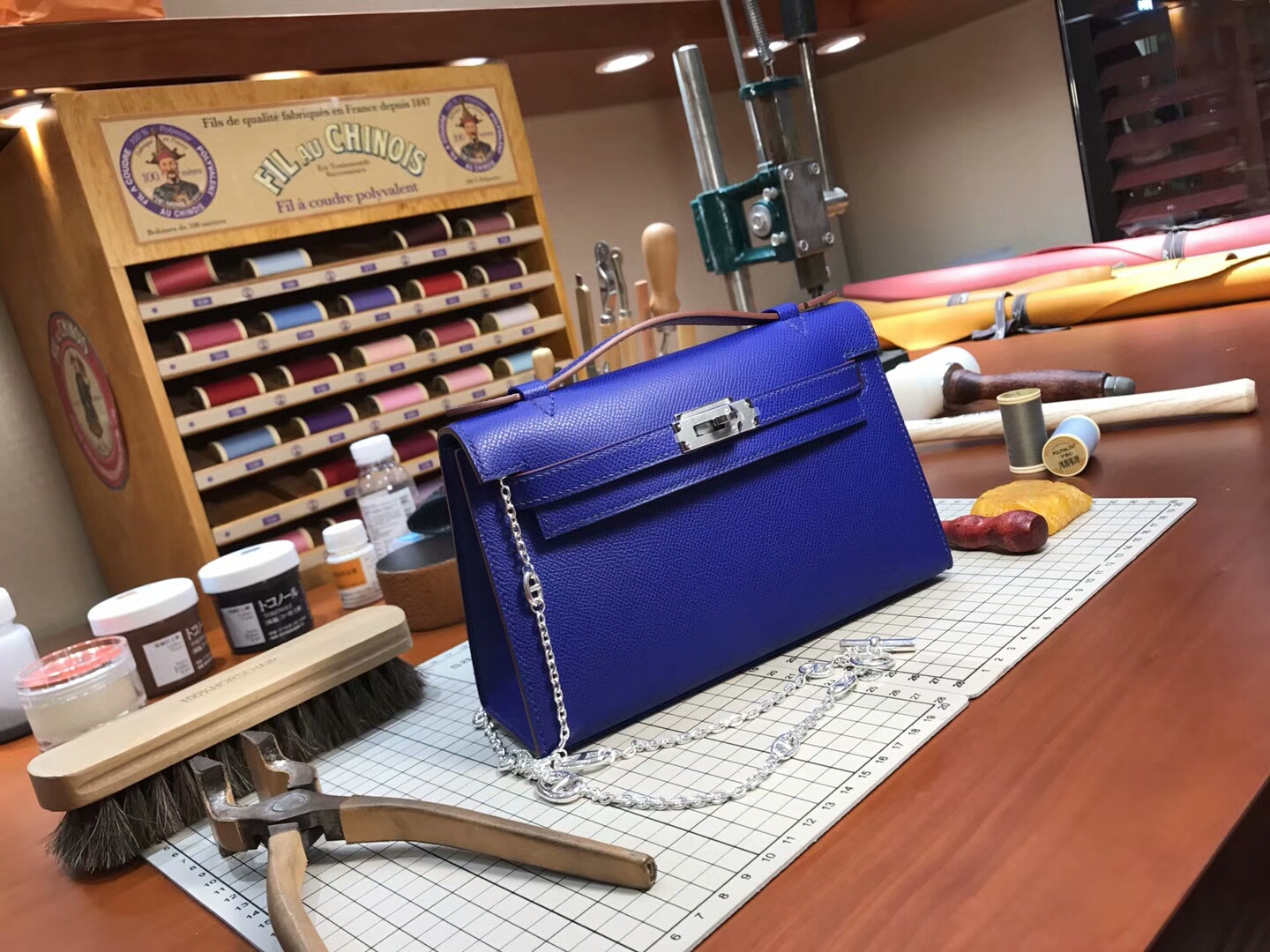 HERMES 爱马仕 迷你凯莉 MiniKelly 宝石蓝 73 blue saphir  银扣