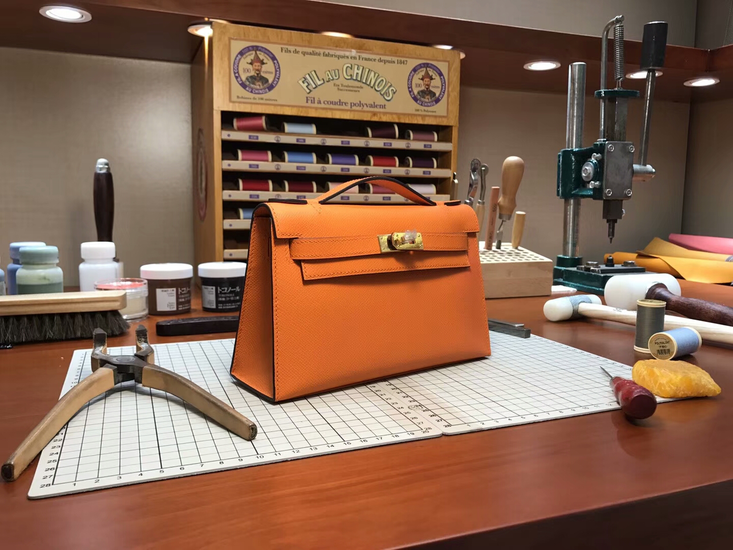 迷你凯莉 MiniKelly cc93 orange 橙色 橘色 金扣 全套专柜原版包装